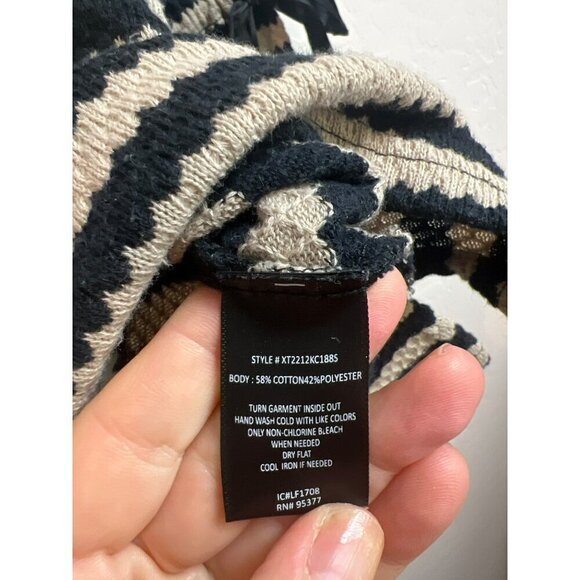 Sanctuary Sz Small Elbow Tie Detail Beige Black Striped 3/4 Length Bell Sleeves - Picture 4 of 6